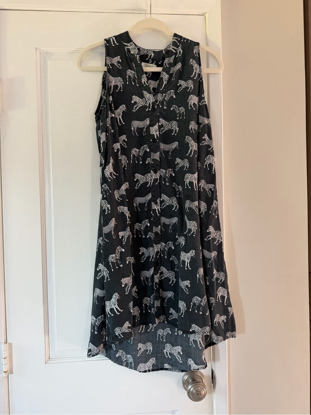 Porridge Black Zebra Print Button-Front Dress
